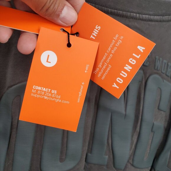 YoungLA Foundation Crop Tee Shirt Top Men Size Large NWT Short Sleeve Crewneck - Picture 9 of 16